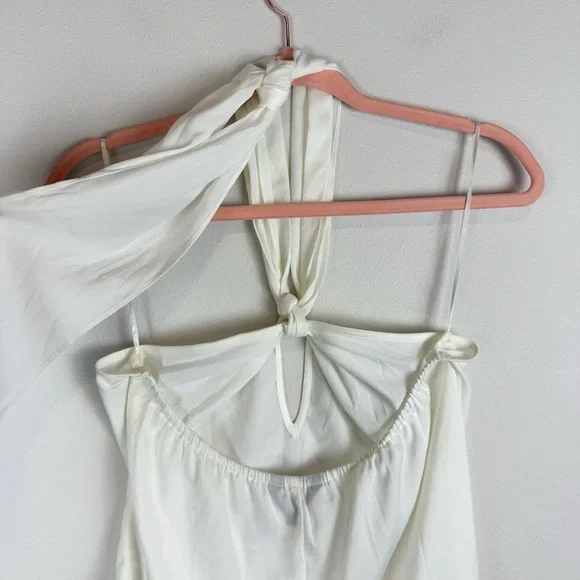 NWT Banana Republic White Tie Neck Open Back Silky Halter Top Snow Day Size XS - Picture 7 of 10
